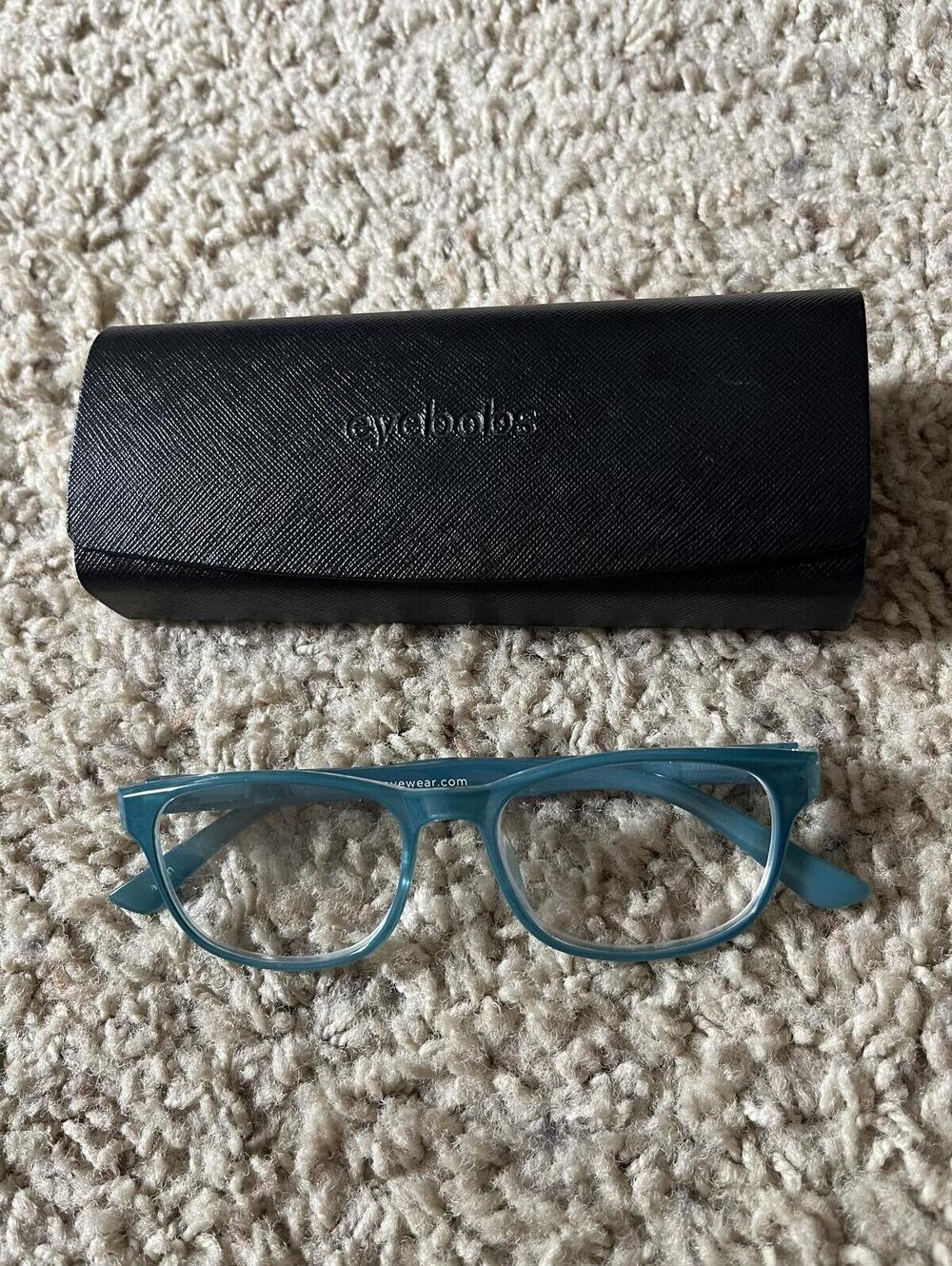 Eyebobs Teal Rectangular Reading Glasses + Case +2.00